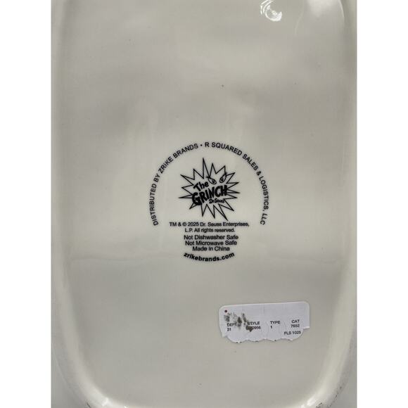 Zrike Brands Dr. Seuss The Grinch Santa Hand Painted Platter 2025 NEW!!! - Picture 8 of 8